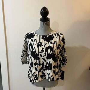 Zara Monochrome Floral Blouse